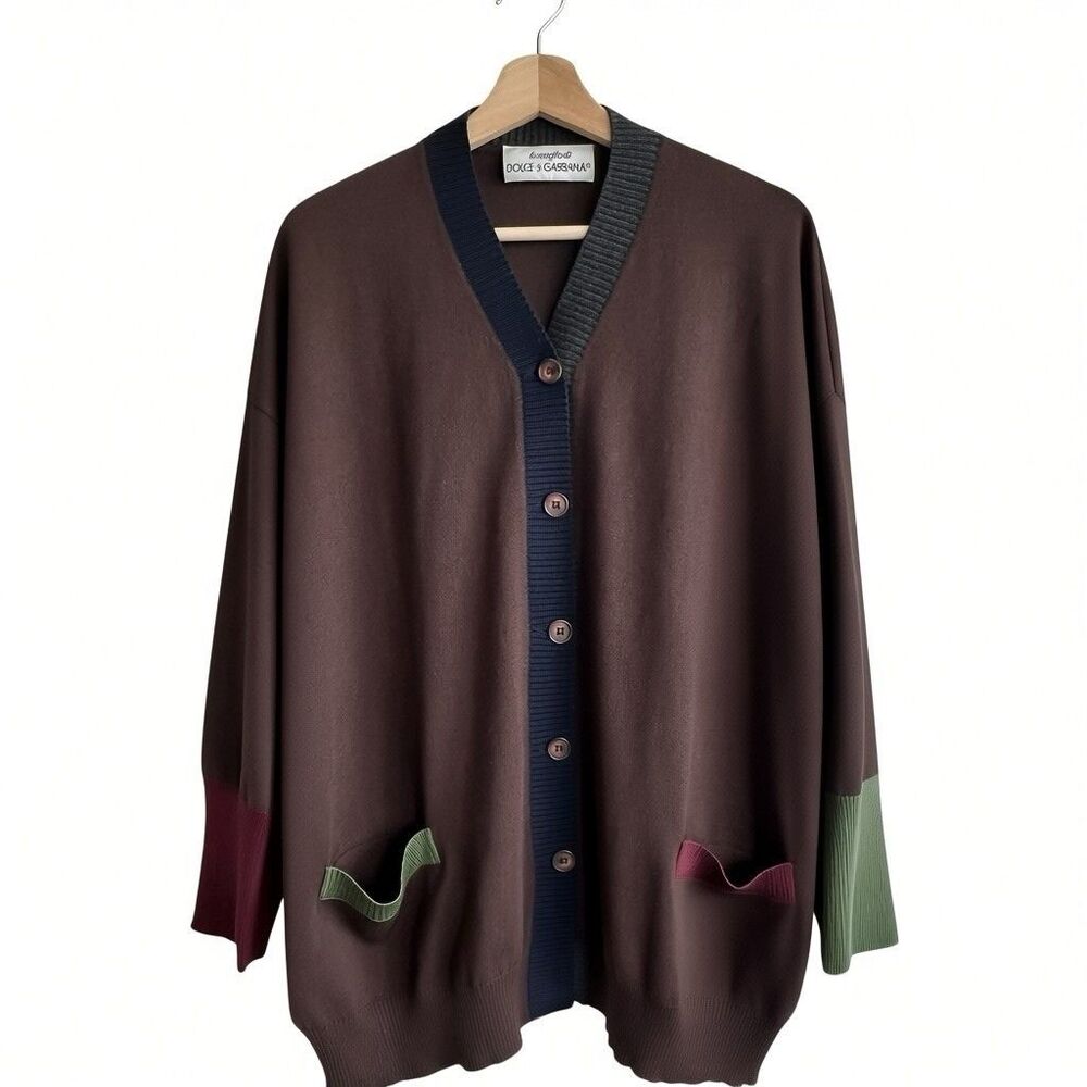 Dolce & Gabbana Le maglie di VTG cardigan 38 Color Block Oversized Button Down